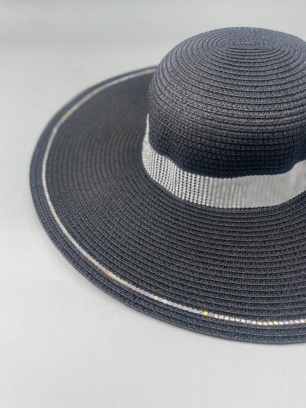 Femme Luxe Black Diamond Felt Ribbon Hat - Mazie