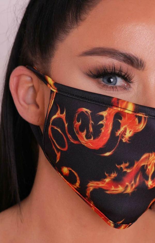 Femme Luxe Black Dragon Print Washable Face Mask