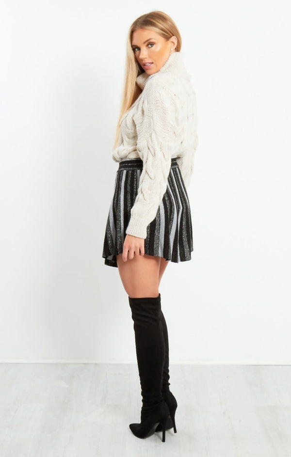 Femme Luxe Black Glitter Mini Skirt - Lunetta