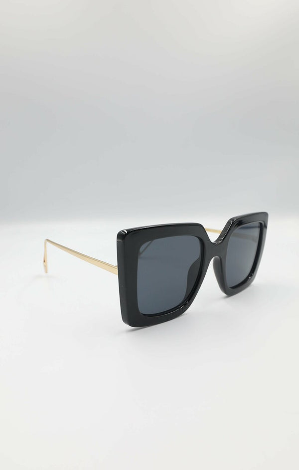 Femme Luxe Black Oversized Square Sunglasses - Tilly