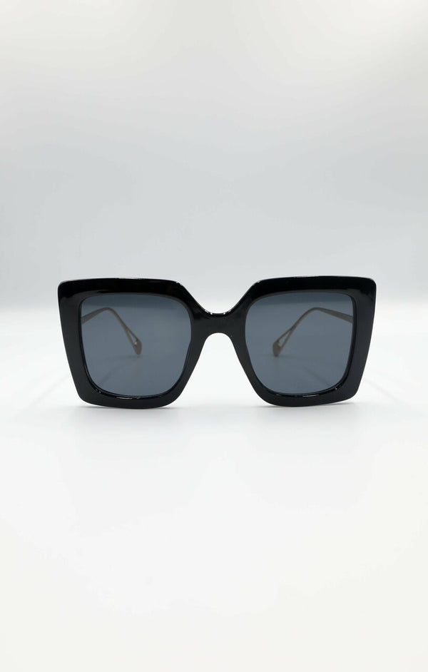 Femme Luxe Black Oversized Square Sunglasses - Tilly
