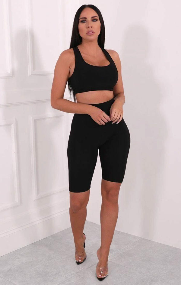 Femme Luxe Black Slinky Cropped Cycling Shorts - May