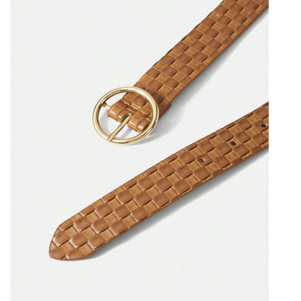 Femme Luxe Brown Woven Embossed Belt - Raven