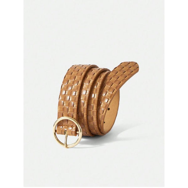 Femme Luxe Brown Woven Embossed Belt - Raven