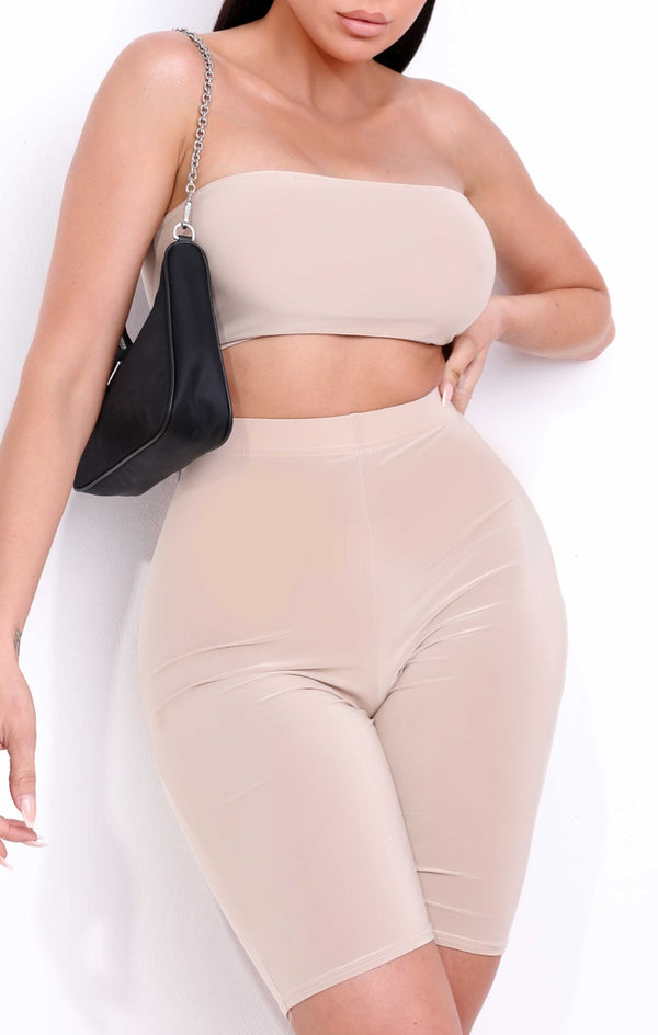 Femme Luxe Camel Slinky Bandeau Co-ord - Avery