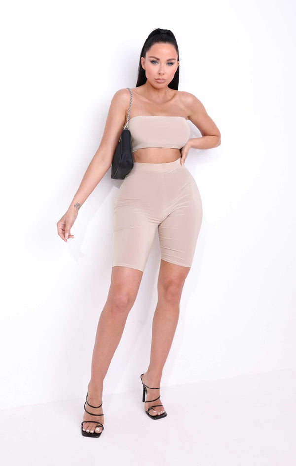 femme luxe Camel Slinky Bandeau Co-ord - Avery