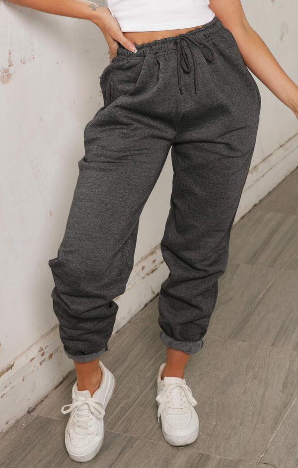 Femme Luxe Charcoal Cuffed Joggers - Marina