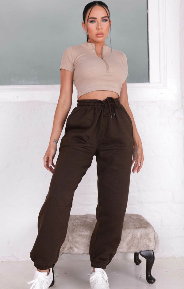 Femme Luxe Chocolate Cuffed Joggers - Lizzie