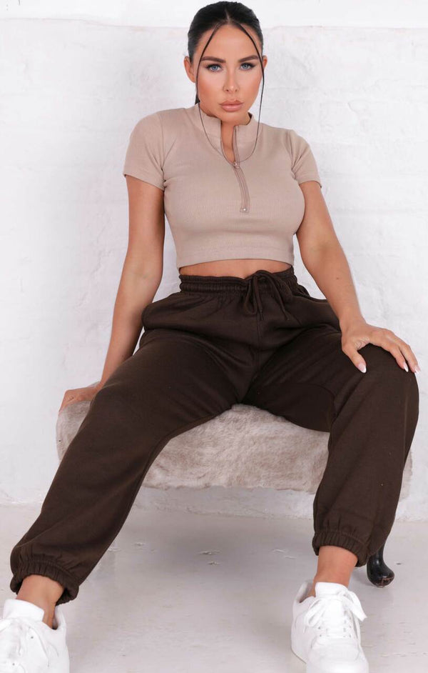femme luxe Chocolate Cuffed Joggers - Lizzie