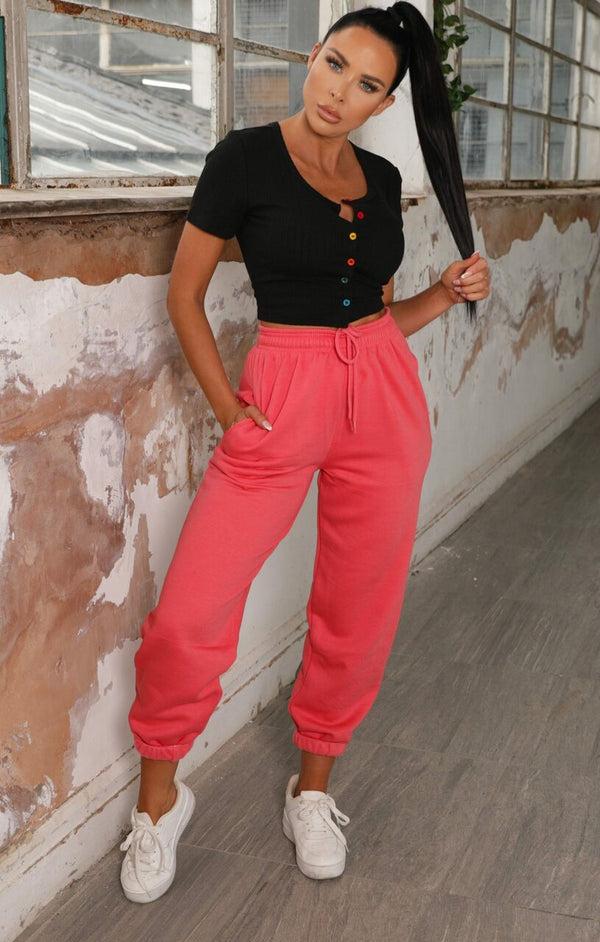 Femme Luxe Coral Cuffed Joggers - Lizzie