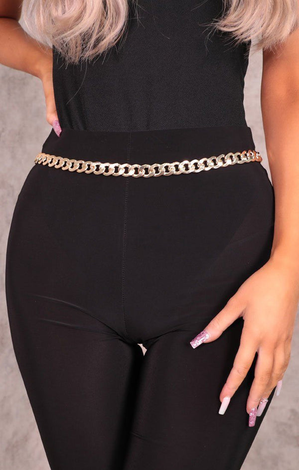 femme luxe Gold Chunky Link Chain Belt - PARKER