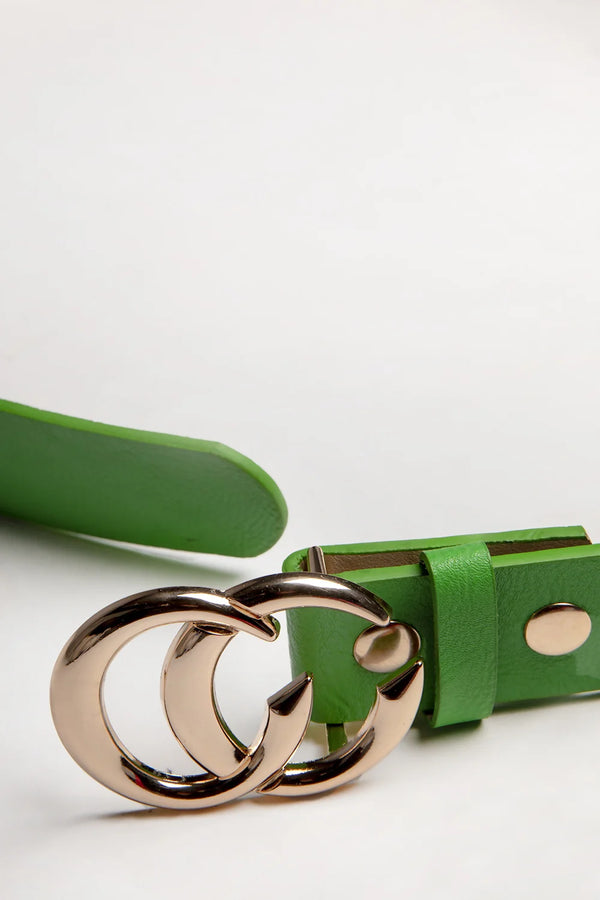 Femme Luxe Green CC Gold Buckle PU Belt - Haydan