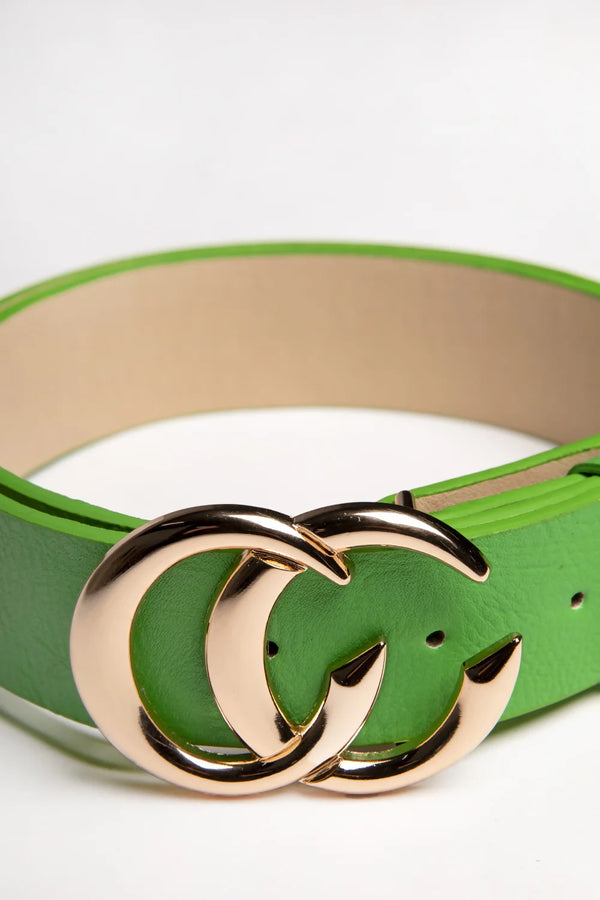 Femme Luxe Green CC Gold Buckle PU Belt - Haydan