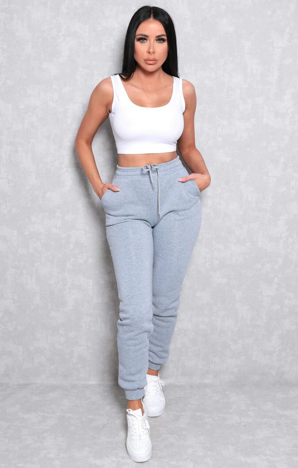Femme Luxe Grey Cuffed Leg Basic Joggers - Charlotte
