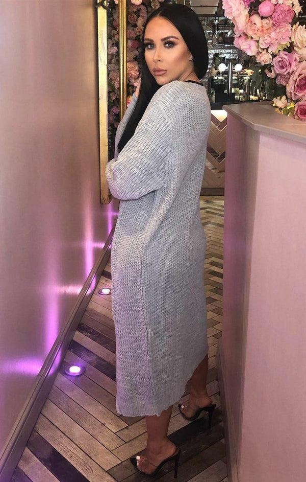 Femme Luxe Grey Knitted Long Cardigan - June