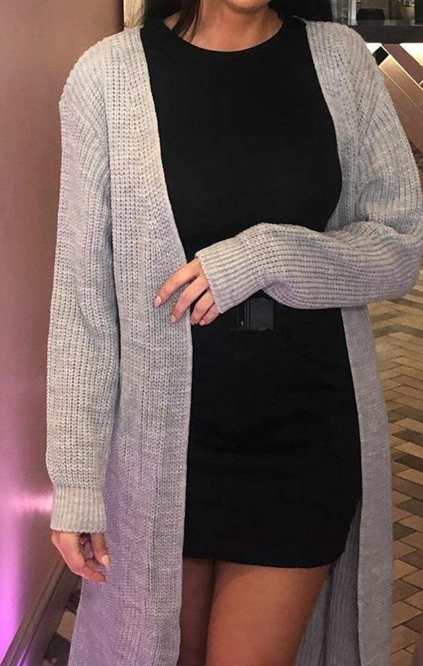 Femme Luxe Grey Knitted Long Cardigan - June