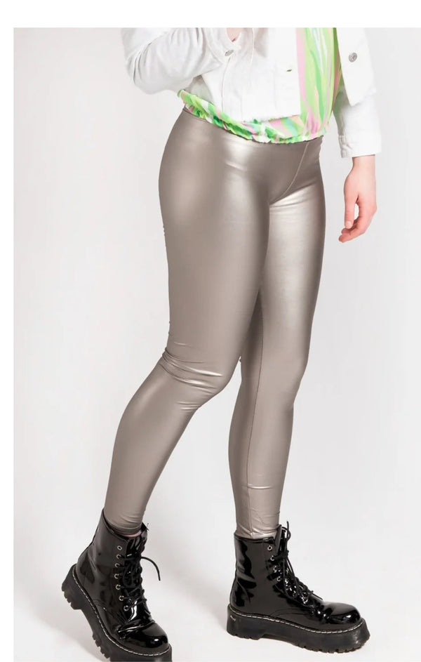 femme luxe Grey Pu High Waisted Legging - Nicki