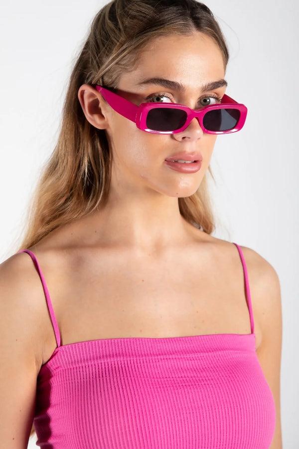 femme luxe Hot Pink Chunky Rim Sunglasses - Lucia