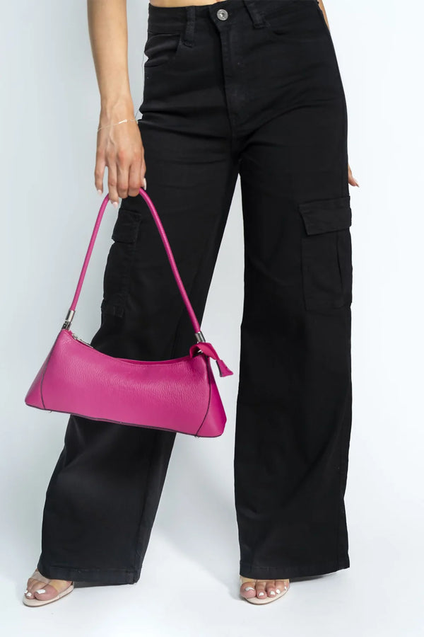 Femme Luxe Hot Pink Leather Shoulder Bag - Olly
