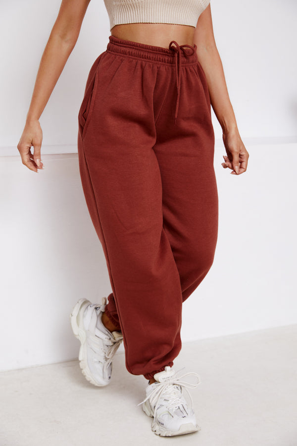 Femme Luxe Light Chocolate Cuffed Joggers - Lizzie