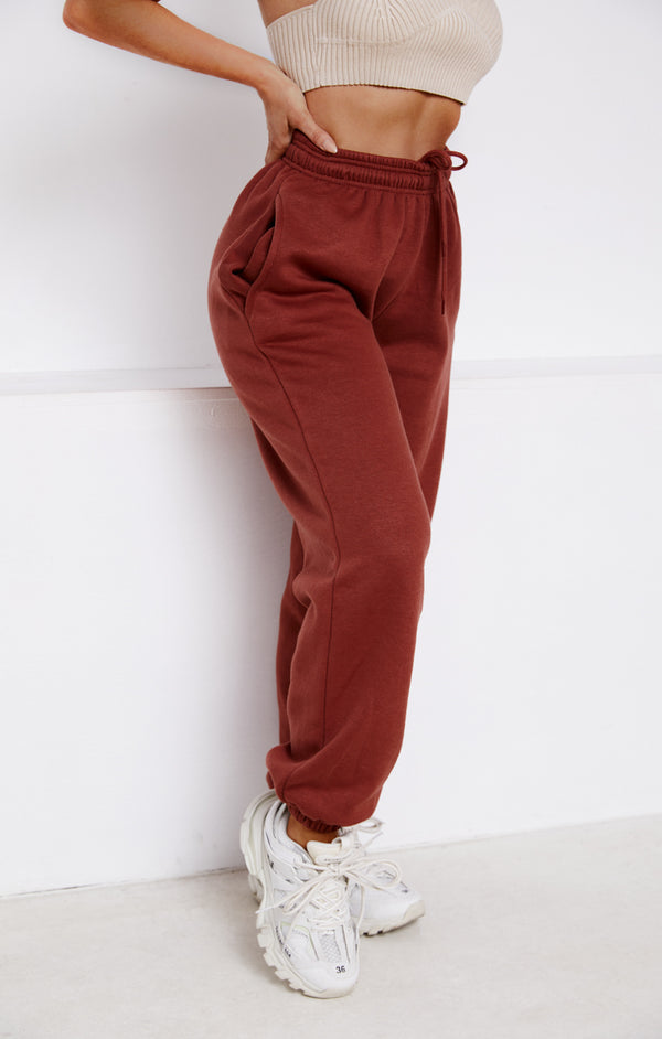 Femme Luxe Light Chocolate Cuffed Joggers - Lizzie