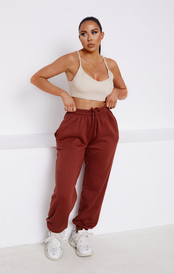 femme luxe Light Chocolate Cuffed Joggers - Lizzie