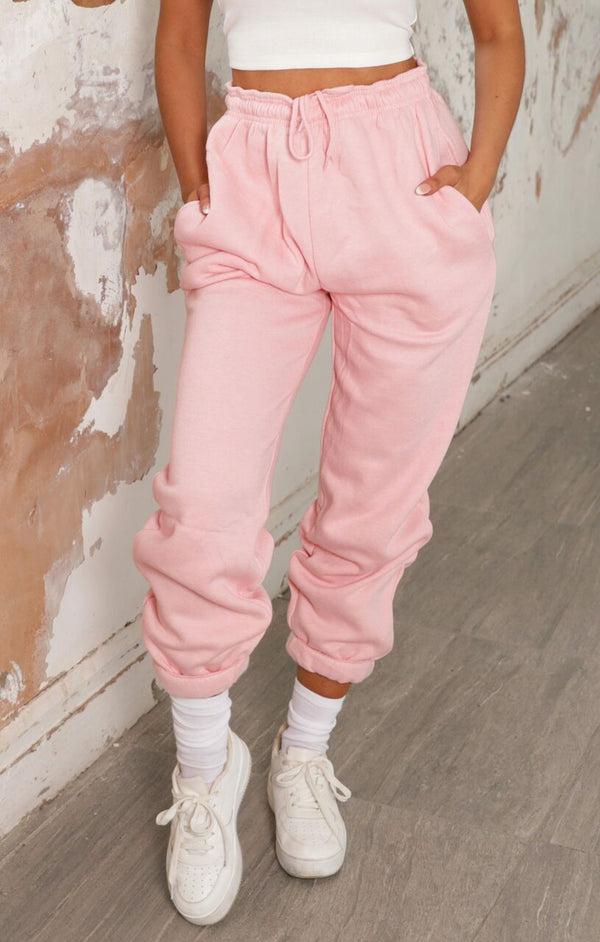 Femme Luxe Light Pink Cuffed Joggers - Lizzie