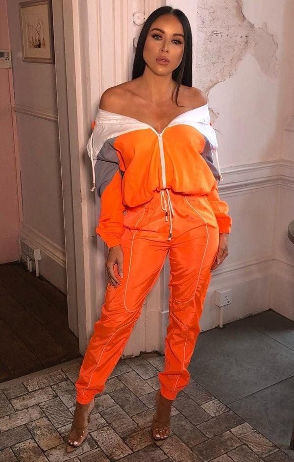 femme luxe Neon Orange Windbreaker Jacket - Willa