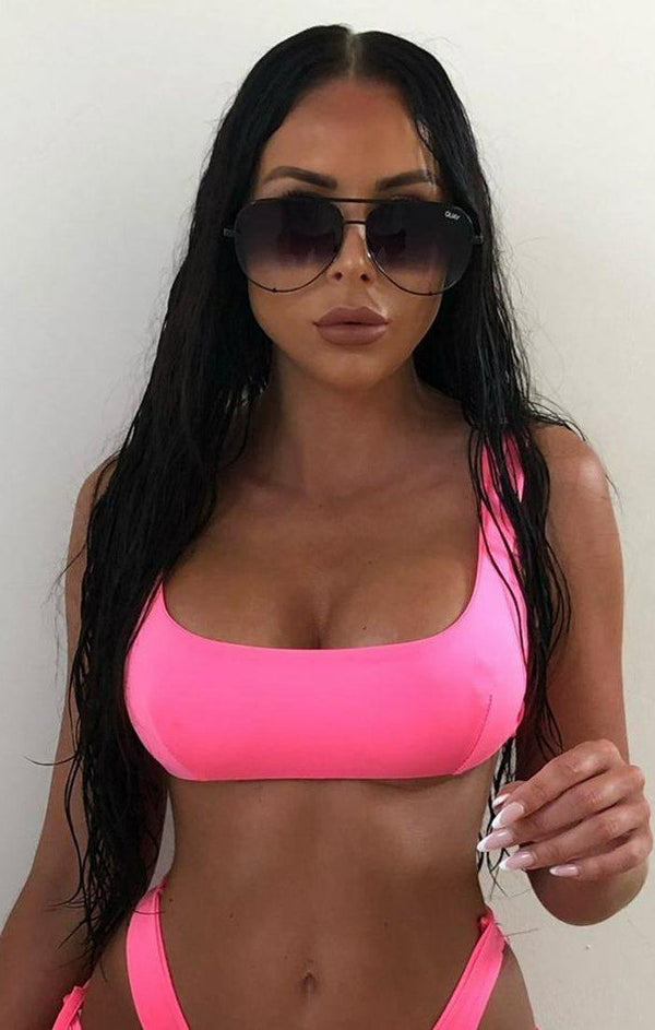 Femme Luxe Neon Pink Back Tie Bikini Top - Leena