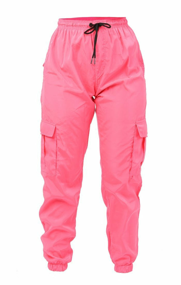 Femme Luxe Neon Pink Cuffed Cargo Trousers - Poppi