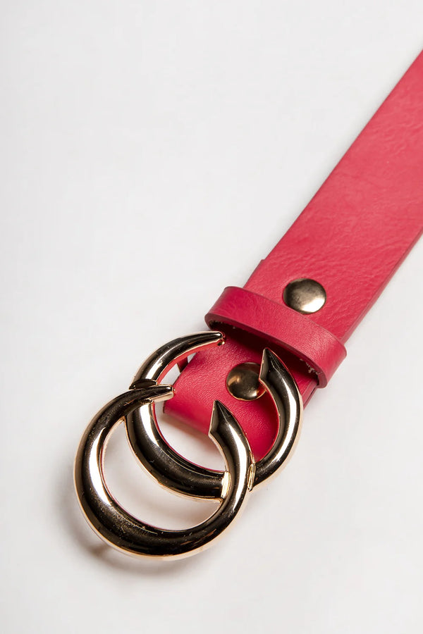 Femme Luxe Pink CC Gold Buckle PU Belt - Haydan