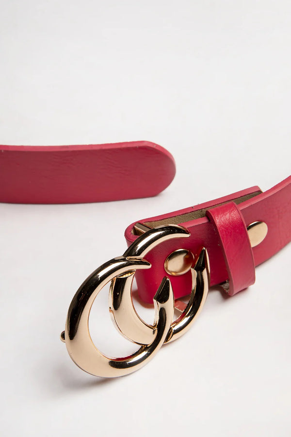 Femme Luxe Pink CC Gold Buckle PU Belt - Haydan
