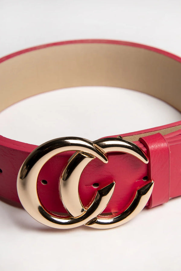 femme luxe Pink CC Gold Buckle PU Belt - Haydan