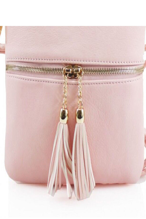 Femme Luxe Pink Tassel Crossbody Bag - Simone