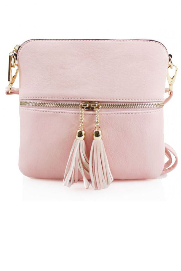 Femme Luxe Pink Tassel Crossbody Bag - Simone
