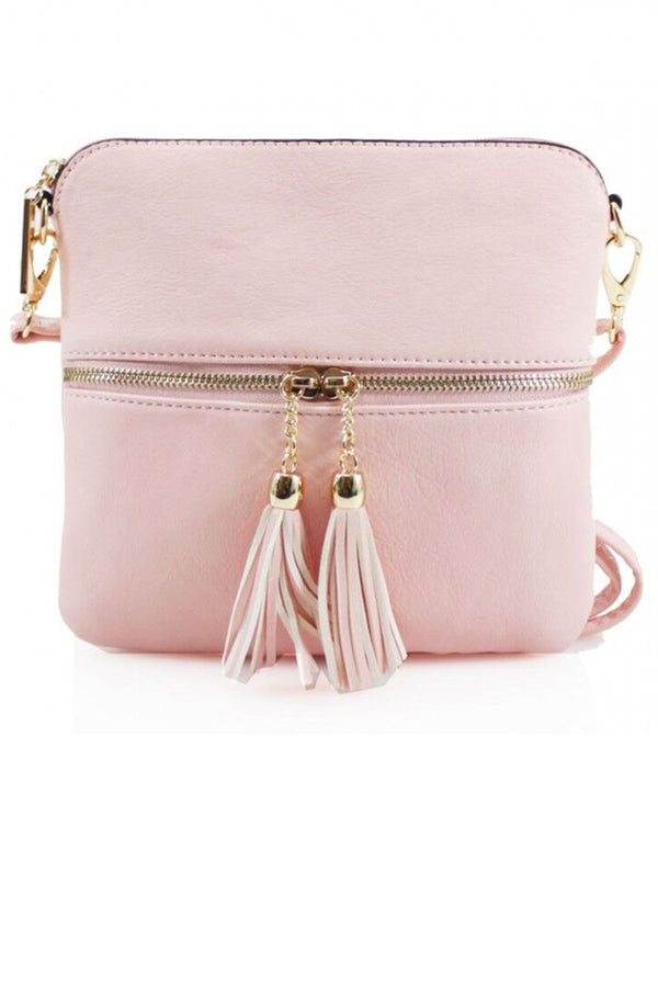 femme luxe Pink Tassel Crossbody Bag - Simone
