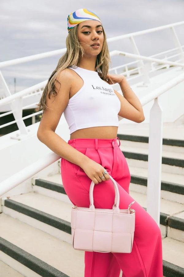 Femme Luxe Pink Weave Grab Bag - Emy