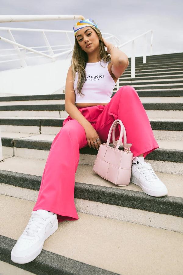 Femme Luxe Pink Weave Grab Bag - Emy