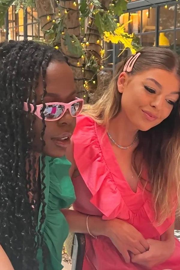 Femme Luxe Pink Y2K Chunky Square Sunglasses - Abby