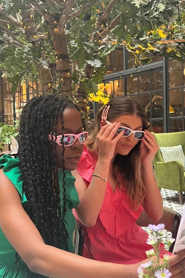 Femme Luxe Pink Y2K Chunky Square Sunglasses - Abby