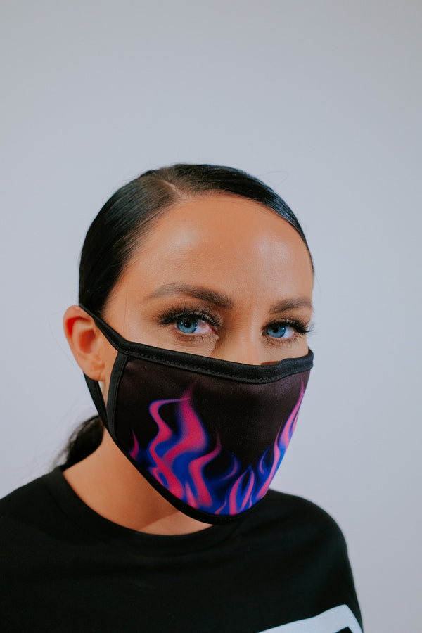 femme luxe Purple Flame Print Washable Face Mask