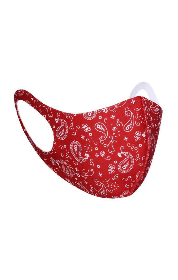 femme luxe Red Bandana Print Face Mask - Cally
