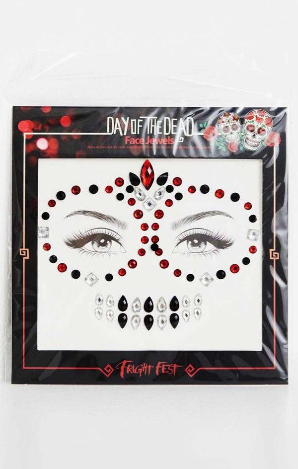 Femme Luxe Red & Black Halloween Face Jewels - Fauna