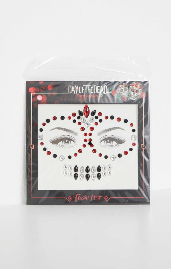 femme luxe Red & Black Halloween Face Jewels - Fauna