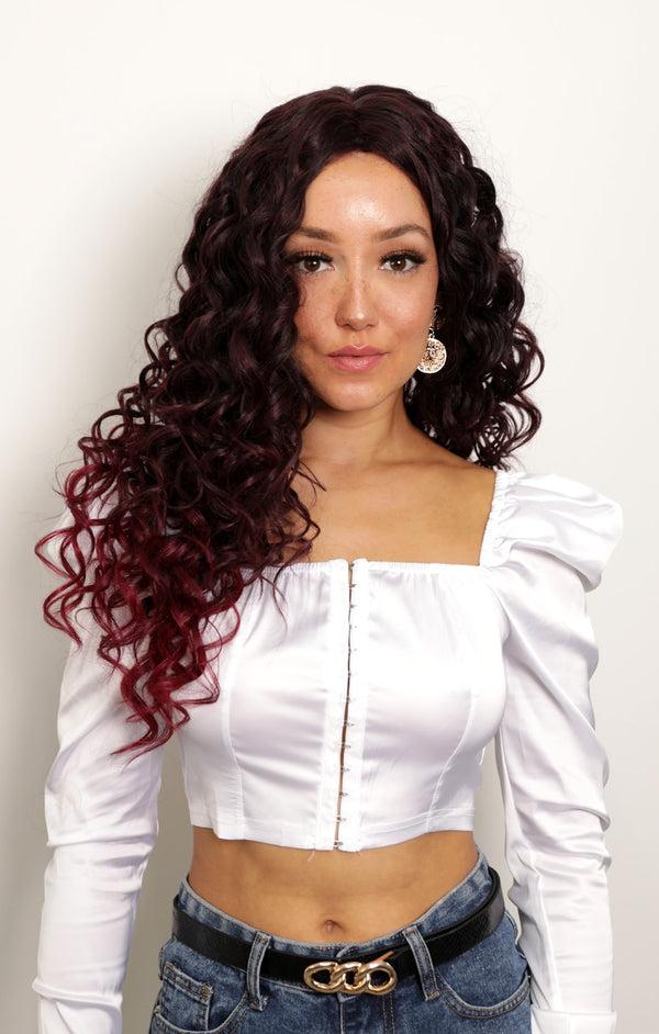 Femme Luxe Red Curly Ombre Lace Front Wig - Rihanna