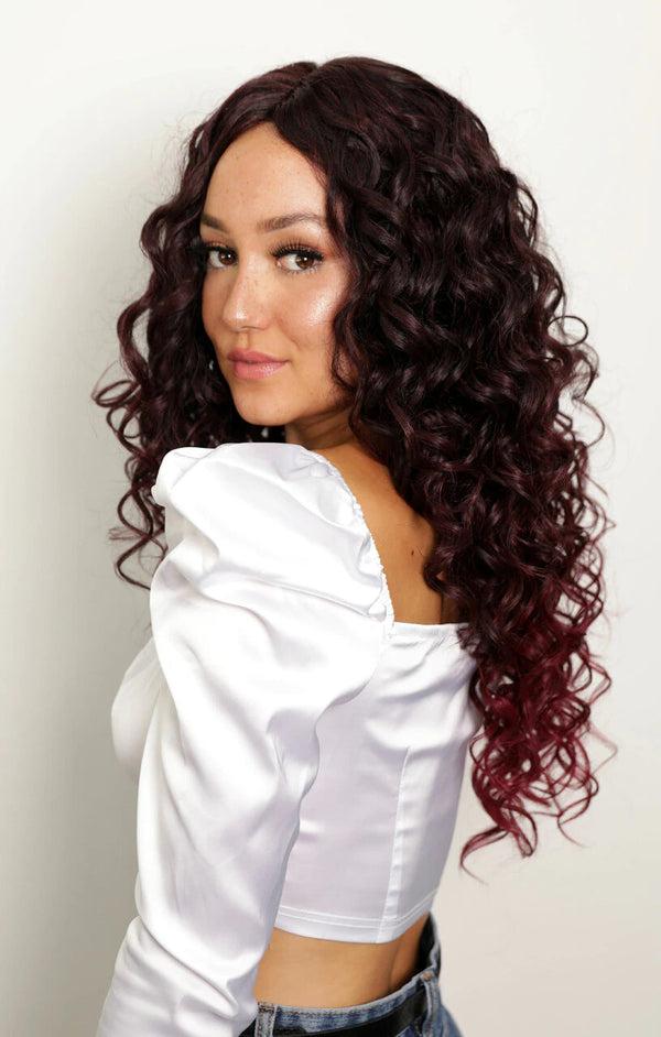 femme luxe Red Curly Ombre Lace Front Wig - Rihanna