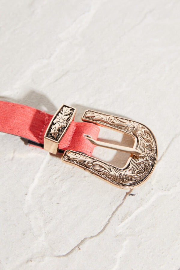 Femme Luxe Red Detail Buckle Belt - Novah