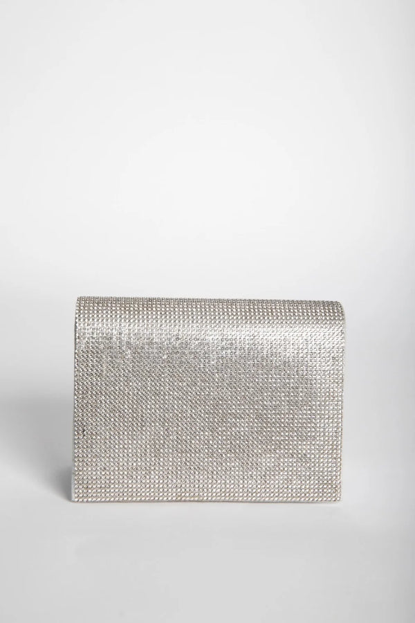 Femme Luxe Silver Crossbody Chain Clutch Bag - Laura