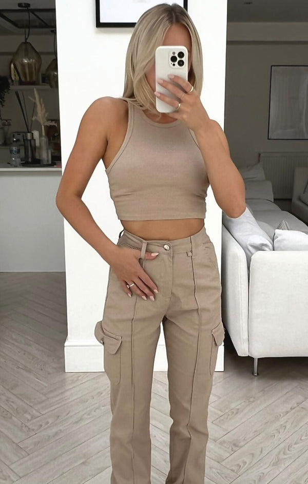 Femme Luxe Stone Cargo Trouser - Sunny