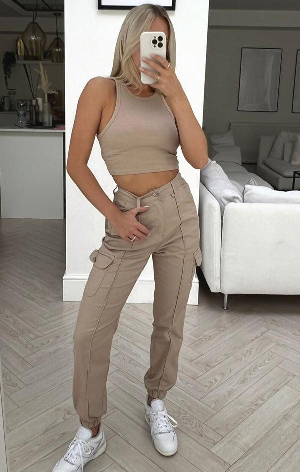 femme luxe Stone Cargo Trouser - Sunny